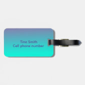 Étiquette À Bagage Cute Palm Tree bleu et violet ombre (Dos horizontal)