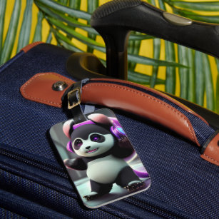 Étiquette À Bagage Cute Panda Cyborg