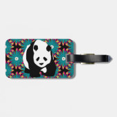 Étiquette À Bagage Cute Panda Ours Bleu Rose Fleurs Motif Floral (Dos horizontal)