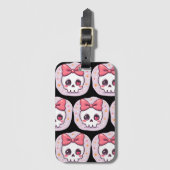 Étiquette À Bagage Cute Pastel Goth Skull with Bow (Devant Vertical)
