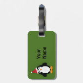 Étiquette À Bagage Cute Père Noël Penguin (Dos Vertical)