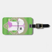 Étiquette À Bagage Cute Personnalisée Baseball rose (Devant horizontal)