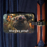 Étiquette À Bagage Cute Pet Photo<br><div class="desc">"Where we going?" text over a cute dog photo - CAN BE CHANGED TO YOUR PET'S PHOTO - on a fun luggage tag with a slot for your business card on the back.</div>