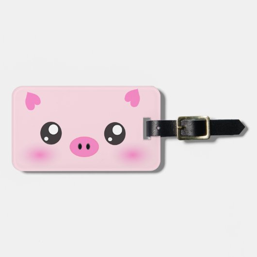 Étiquette À Bagage Cute Pig Face - minimalisme kawaii (Devant horizontal)