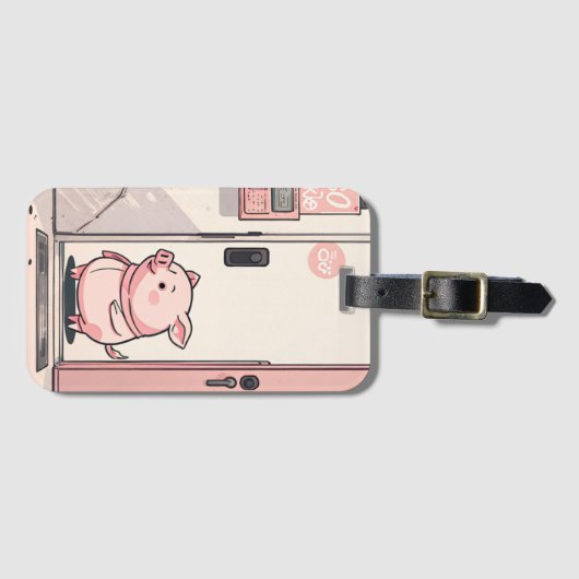 Étiquette À Bagage Cute piggy dans le style dessin animé (Devant Horizontal)