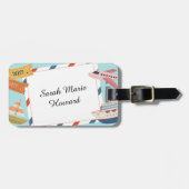 Étiquette À Bagage Cute Pink Yellow Blue Customizable Identification  (Devant horizontal)