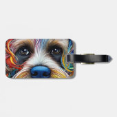 Étiquette À Bagage Cute Pop Art Terrier (Dos horizontal)