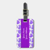 Étiquette À Bagage Cute Purple Doodled Heart Valentine's Day Motif (Devant Vertical)