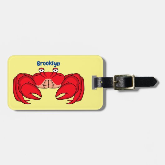 Étiquette À Bagage Cute red crab cartoon (Devant horizontal)