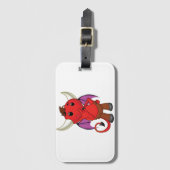 Étiquette À Bagage Cute Red Devil Character Thinking Mischievous (Devant Vertical)