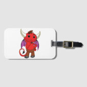 Étiquette À Bagage Cute Red Devil Character Thinking Mischievous (Devant Horizontal)
