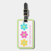 Étiquette À Bagage Cute Retro Yellow Pink Blue Daisies (Devant Vertical)