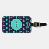 Étiquette À Bagage Cute Rocket Stars Vaisseau Enfants Garçon Monogram (Devant horizontal)