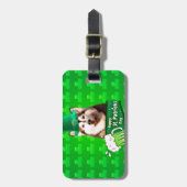 Étiquette À Bagage Cute Siberian Husky Chien Casquette St. Patrick's  (Devant Vertical)