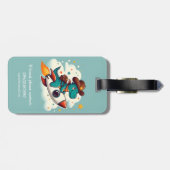 Étiquette À Bagage Cute Space Cowboy Dinosaur Riding Rocket (Dos horizontal)