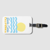 Étiquette À Bagage Cute Sun & Sea Customizable w/ Your Town, State  (Devant Horizontal)
