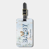 Étiquette À Bagage Cute Teddy Bear Bleu Floral Belle (Devant Vertical)