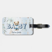 Étiquette À Bagage Cute Teddy Bear Bleu Floral Belle (Dos horizontal)