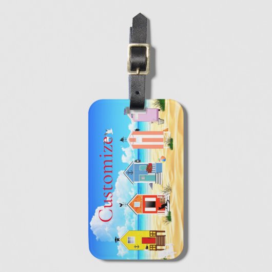 Étiquette À Bagage Cute Tiny Beach Shacks Thunder_Cove (Devant Vertical)