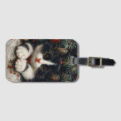 Étiquette À Bagage Cute Tuxedo Kitten Christmas Chat Art (Devant Horizontal)
