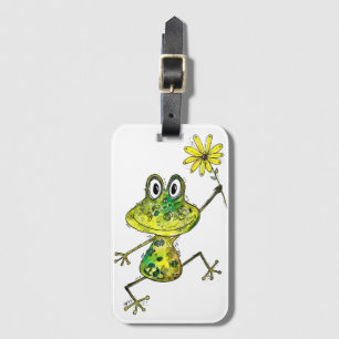 Étiquette À Bagage Cute Whimsical Happy Frog
