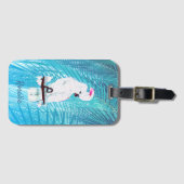 Étiquette À Bagage Cute White Cockatoo Tropical Greenery Palm (Devant Horizontal)