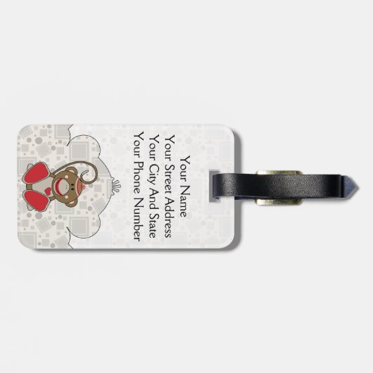 Étiquette À Bagage Cutelyn Sock Singe (Dos horizontal)