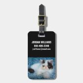 Étiquette À Bagage Cutest Baby Animals | Black & White Kitten (Devant Vertical)