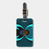 Étiquette À Bagage Cyan Abstrait Art Print (Devant Vertical)