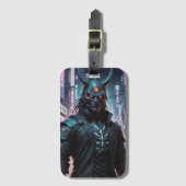 Étiquette À Bagage Cyberpunk Demon Samurai (Devant Vertical)