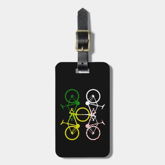 Étiquette À Bagage Cyclisme Jaune Vert Blanc Polka-Dot Jerseys (Devant Vertical)