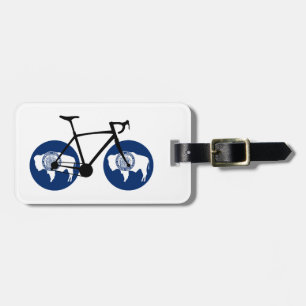 Étiquette À Bagage Cyclisme sous le drapeau du Wyoming