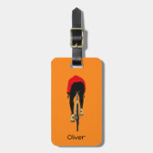 Étiquette À Bagage Cycliste sur fond orange (Devant Vertical)