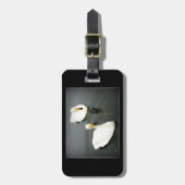 Étiquette À Bagage Cygnes blancs Eau noire (Devant Vertical)