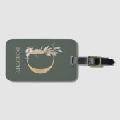 Étiquette À Bagage D Monogramme Floral Personnalisé (Devant Horizontal)