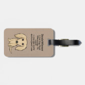 Étiquette À Bagage Dachshund à crème à poils longs | Cartoon Wiener D (Dos horizontal)