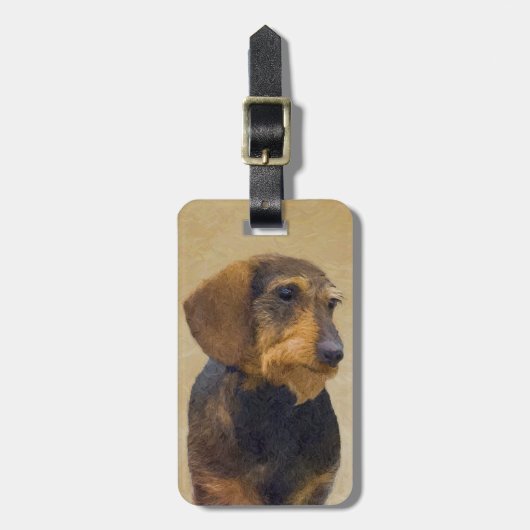 Étiquette À Bagage Dachshund (À poils durs) Peinture Chien Art origin (Devant Vertical)