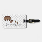Étiquette À Bagage Dachshund à poils longs chocolat et tan piebalde & (Devant horizontal)