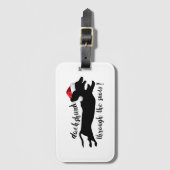 Étiquette À Bagage Dachshund à travers la neige Fêtes de Noël (Devant Vertical)