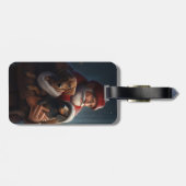 Étiquette À Bagage Dachshund Avec Noël Festif Du Père Noël (Dos horizontal)