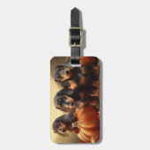 Étiquette À Bagage Dachshund Chiot Automne Citrouille de plaisir (Devant Vertical)