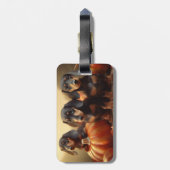 Étiquette À Bagage Dachshund Chiot Automne Citrouille de plaisir (Dos Vertical)