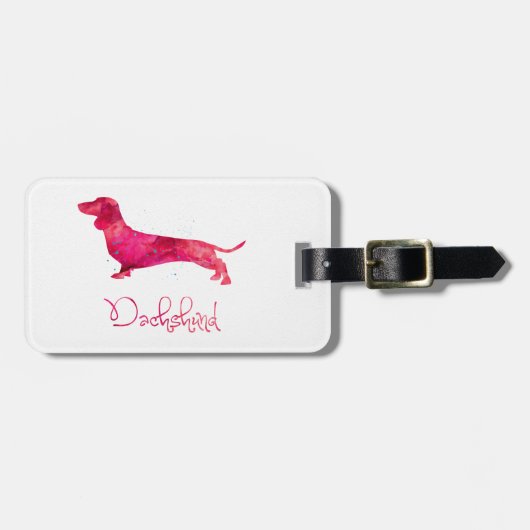 Étiquette À Bagage Dachshund - Design aquarelle (Devant horizontal)