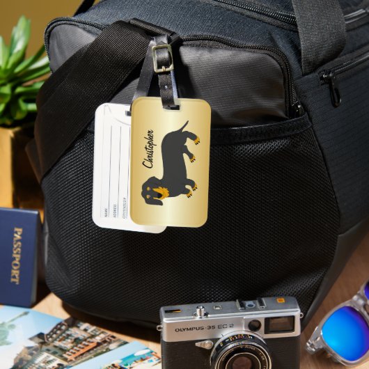 Étiquette À Bagage Dachshund Design personnalisé (Recto & Verso)