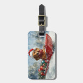 Étiquette À Bagage Dachshund Dog in Sledge Let it neige Noël (Devant Vertical)