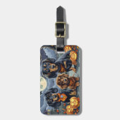 Étiquette À Bagage Dachshund Halloween Éffrayant (Devant Vertical)