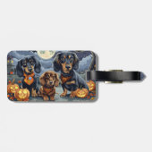 Étiquette À Bagage Dachshund Halloween Éffrayant (Dos horizontal)