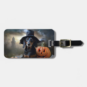 Étiquette À Bagage Dachshund Halloween effroi