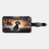 Étiquette À Bagage Dachshund Halloween effroi (Dos horizontal)