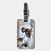 Étiquette À Bagage Dachshund Qu'Il Neige Noël (Devant Vertical)